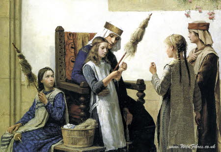 Using a stick distaff